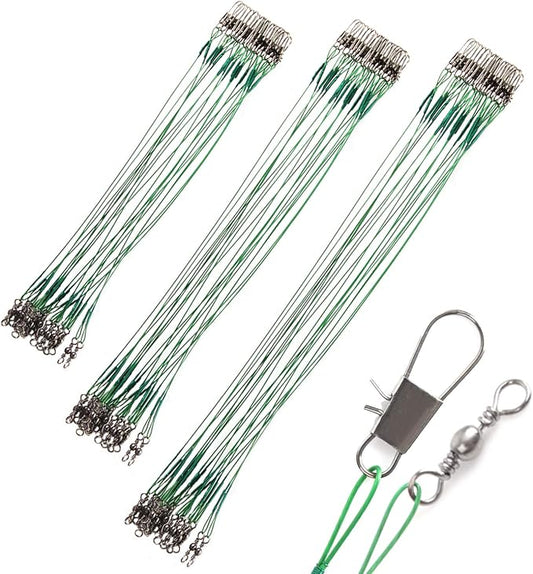 Fishing Leaders Stainless Steel Fishing Rigs Fishing Gear Tackle High-Strength Fishing Wire, with Swivel Snaps Beads for Lures Bait Hooks