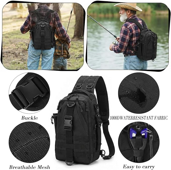 WinnerWhy 484 Pcs Fishing Tools Accessories Kit Include Fish Backpack Fish Hook Lures Hook Remover Lip Gripper for Men Women Fishing Gifts(Black)