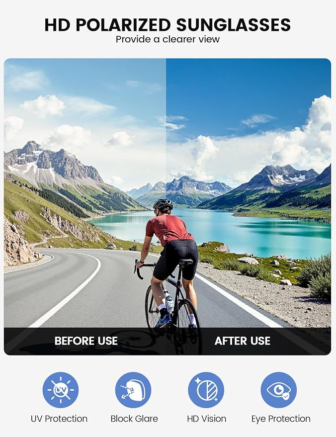 Lamicall 24g Polarized Sports Sunglasses for Men Women - UV400 Protection Sun Glasses for Baseball Running Cycling Fishing