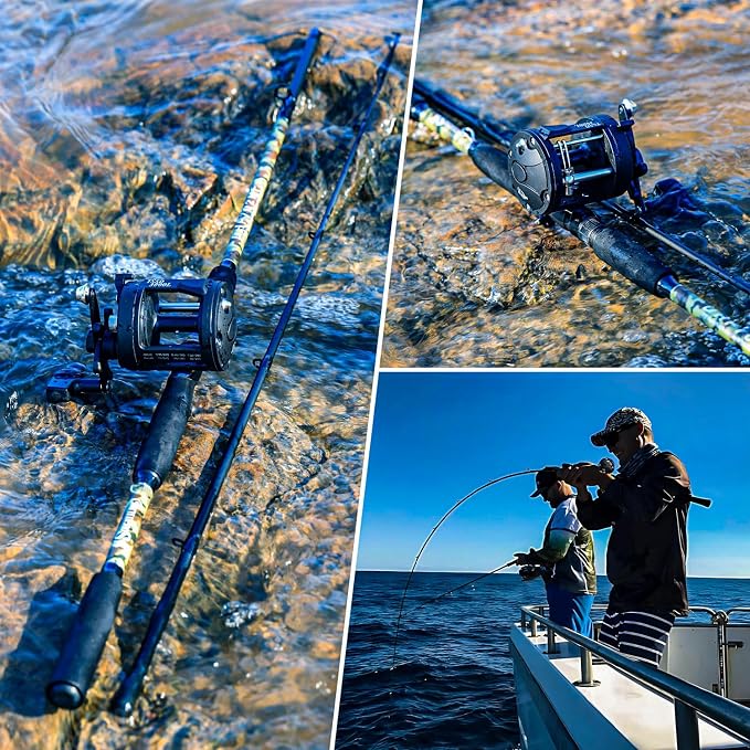 Sougayilang Fishing Rod Combo with Conventional Reel, Medium Heavy for Catfish Salmon and Steelhead Saltwater Fishing