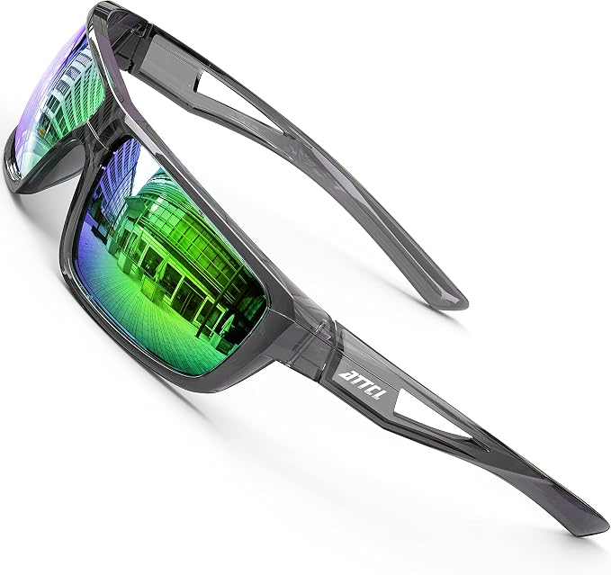 ATTCL Polarized Sunglasses Men Sports: UV Protection Lightweight TR90 Frame Anti-Slip Wrap-Around for Driving Fishing Golf
