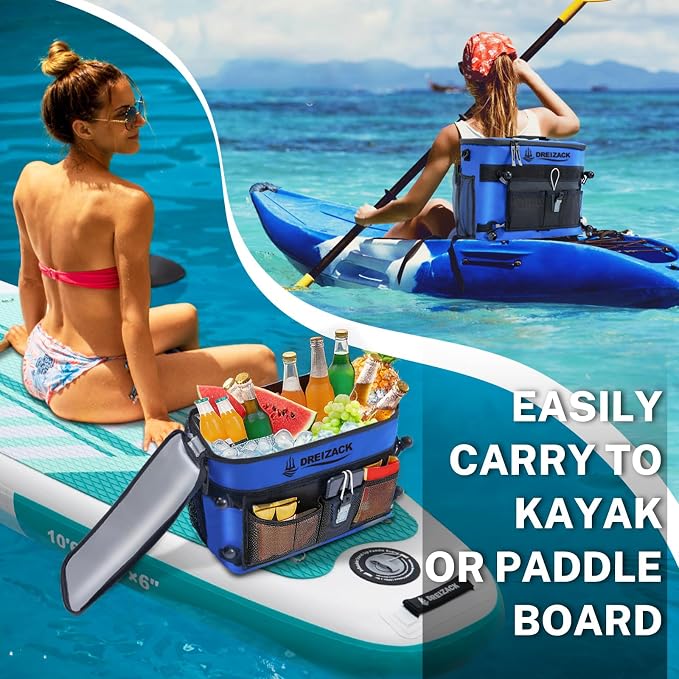 Dreizack Kayak Cooler Behind Seat, Waterproof Cooler for Kayaking,Paddle Board Cooler Compatible with Lawn-Chair Seat Kayak Accessories Cooler Bag Kayak Cooler Tow Behind for Camping Fishing