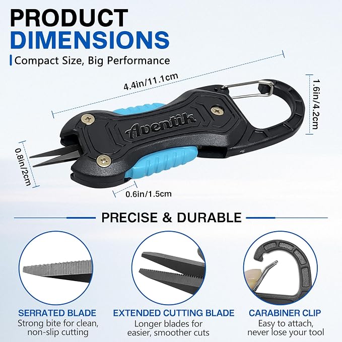EUPHENG Retractable Fishing Line Cutters with Carabiner, Stainless Steel Titanium-Coated Blades, Fishing Line Scissors for Braided Line, Monofilament Line, Fluorocarbon Line