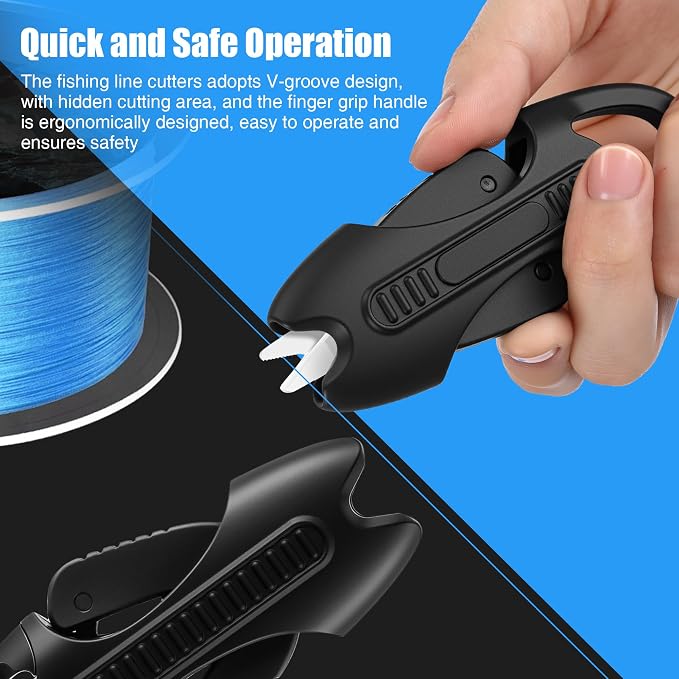 Enhon 2pcs Retractable Fishing Line Cutter with Ceramic Blades, Mini Fishing Scissors for Braid/Mono/fluorocarbon, Portable Angler Snips with Buckle, Gear Gift for Anglers