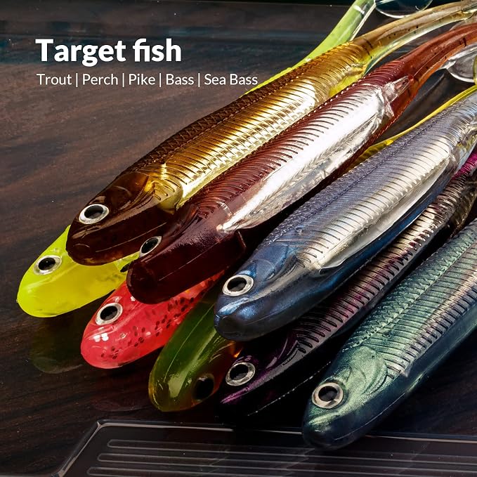 QualyQualy Soft Plastic Swimbait Paddle Tail Shad Lure Soft Bass Shad Bait Minnow Paddle Tail Swim Bait for Bass Trout Walleye Crappie - 2.75in, 3.14in, 3.94in, 5in