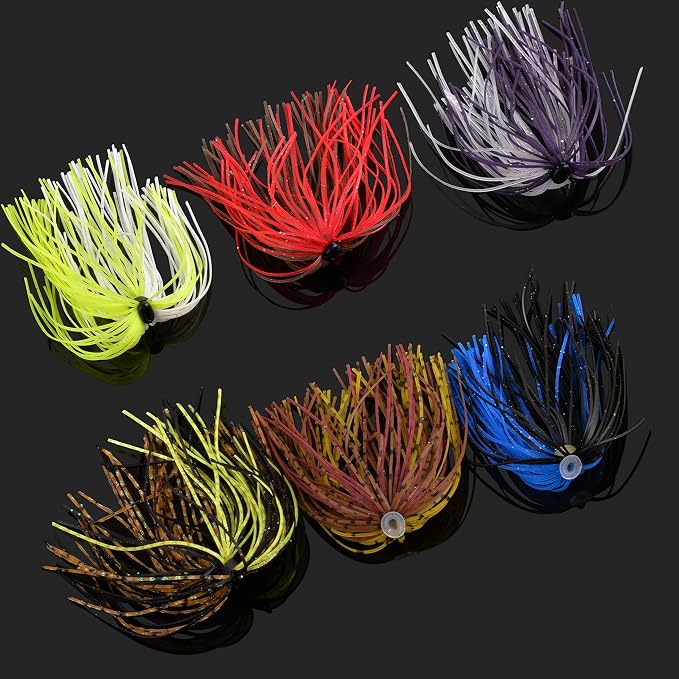 Silicone Jig Skirts Spinnerbait Skirts 50 Strands Bass Fishing Lure Skirts Replacement for DIY Spinner Baits Buzzbaits Squid Jig Accessories