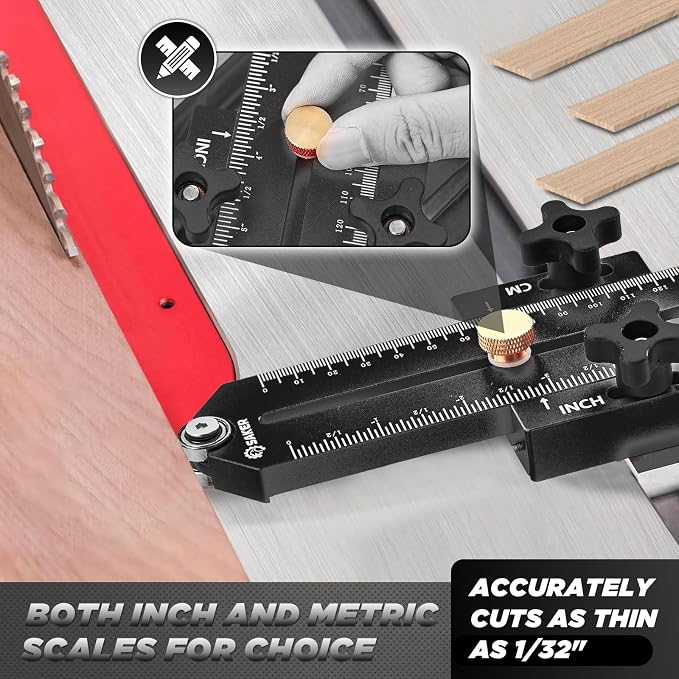 Saker Thin Rip Jig Table Saw Jig Guide, Making Repetitive Narrow Strip Cuts, Fit for 3/4" x 3/8" Slots, for Table Saw Band Saw Router Table Black