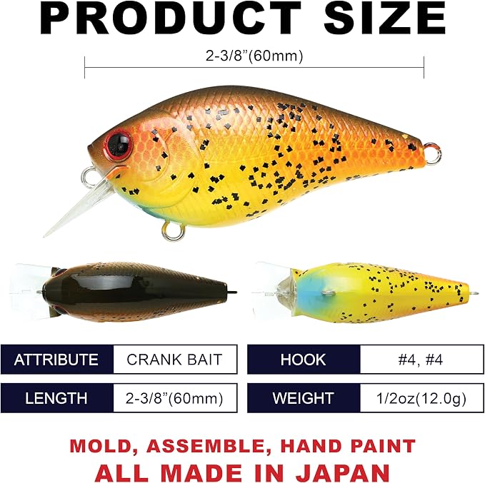 LUCKY CRAFT LC 1.5 Silent Squarebill Crankbait Fishing Lure, 2-3/8", Bass Fishing Lures for Freshwater, Hard Crankbait with Treble Fishing Hooks, Fishing Accessories