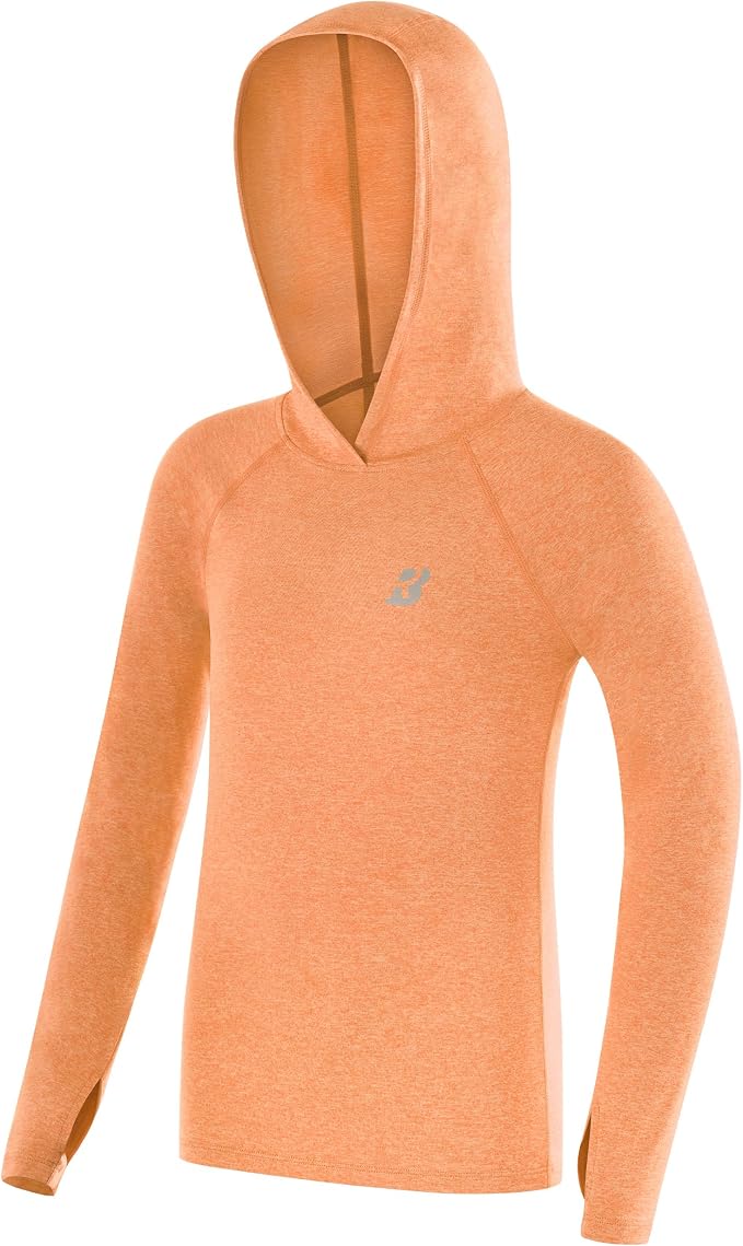 Roadbox Boys Rash Guard Hooded Fishing Shirt, Kids UPF 50+ Long Sleeve Sun Hoodie, Youth UV Protection Beach Swim Shirts