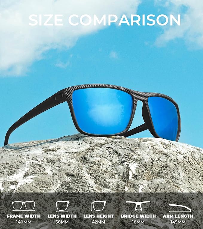 KALIYADI Polarized Sunglasses for Men, Lightweight Sun Glasses with UV Protection for Driving Fishing Golf