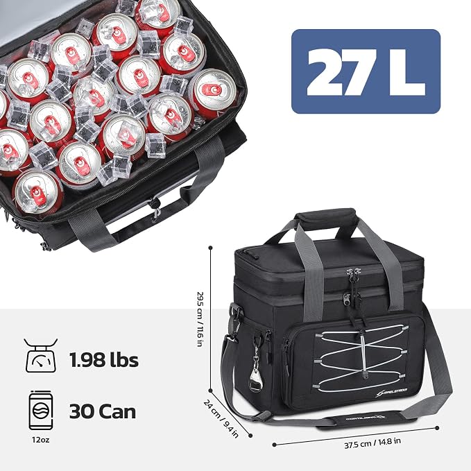Maelstrom Portable Collapsible Soft Cooler Bag – 24/30/60 Cans Double-Deck Leakproof Ice Chest for Beach, Camping & Grocery