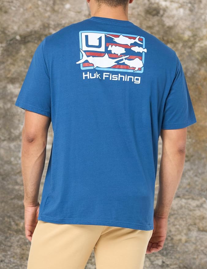 HUK Mens Fishing Graphic Tee, Performance Short Sleeve, Quick-Dry