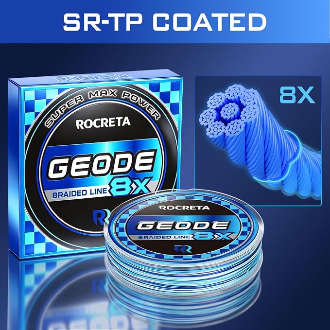 Geode Braided Fishing Line, 10-200 lb, 8 Strands, 300yds/500yds/1000yds, Colored Braid Superline