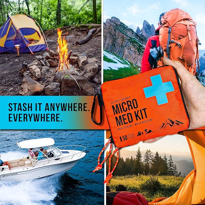 EVERLIT Ultralight Mini First Aid Kit, EDC Medical Kit, Water-Resistant EDC Mini Kit for Hiking, Backpacking, Camping, Cycling (Orange)