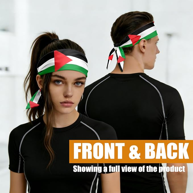 Flag Tie Headbands for Men Women, Moisture Wicking Sweatband Breathable Sports Headwrap, Non-Slip Stretchy Adjustable Fitness Hair Band