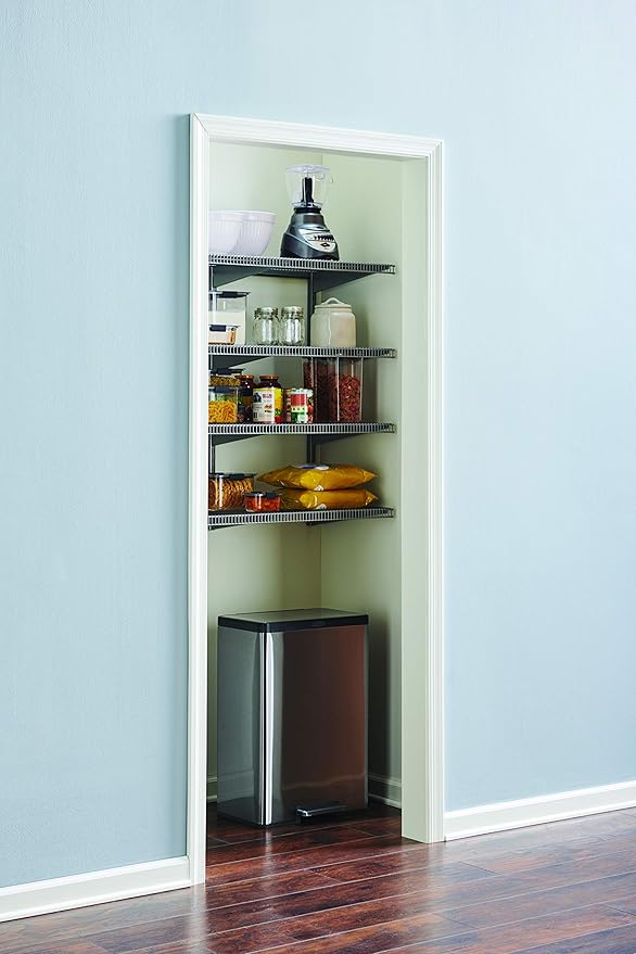 Rubbermaid 36" Pantry Organization Shelf System, Direct Wall Mount, 4 Shelves and Mounting Hardware Kit Included, Satin Nickel, Wire Shelving System for Home/Pantry/Closet