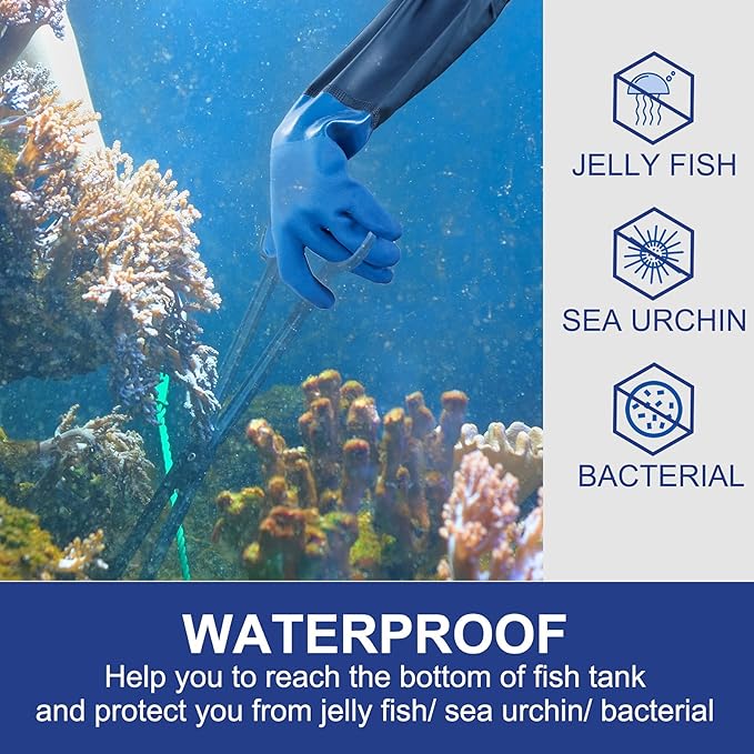 Honeydak 2 Pairs Long Gloves Extra-long 27.5 Inch Rubber Gloves Waterproof PVC Reusable Heavy Duty Anti-skid Acid-alkali and Oil for Household Fishery Agriculture Animal Husbandry