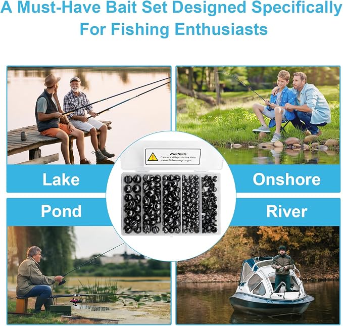 200/350 Pcs Premium Split Shot Fishing Weights Sinkers, Removable Leakproof Fly Fishing Split Shot for Freshwater & Saltwater， Bass Trout Circular Accessories - 5/6 Sizes