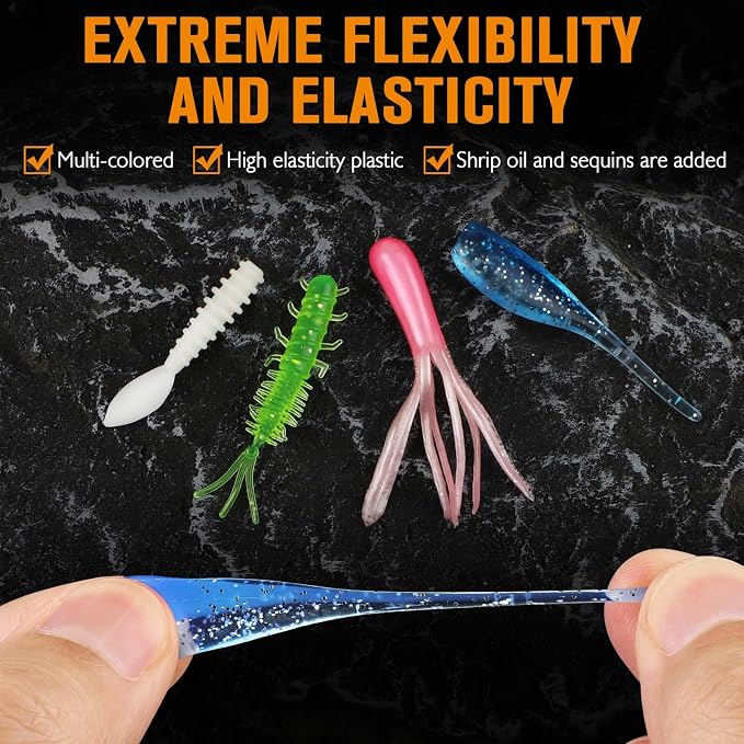 Dovesun Crappie Lures with Jig Heads Kit, Soft Plastic Grubs-Tube Baits 1/8oz 1/16oz 1/32oz Crappie Jigs Walleye Trout Bass Crappie Baits 95-120pcs