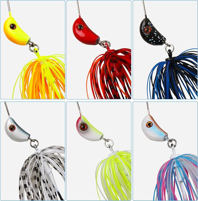 Spinner Baits Fishing Lures Kit,Bass Fishing Lures Spinnerbaits Buzzbait Set Hard Metal Swimbait Jig Lure for Bass Pike Trout Walleye Freshwater Saltwater
