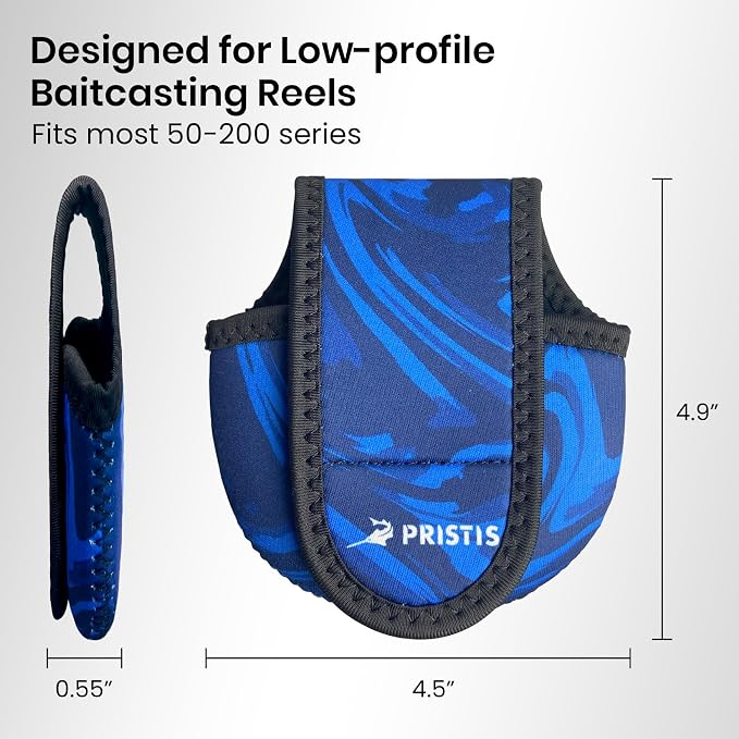 Pristis Baitcasting Reel Cover for Bass Fishing, Thick Neoprene Baitcaster Reel Protection Cover, Protective Casting Reel Sleeve, Durable Fish Spool Storage Wrap Case Gear, Fits Most Series