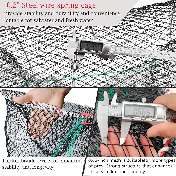 Drasry Crab Trap Bait Lobster Crawfish Shrimp Portable Folded Cast Net Magic Collapsible Fishing Traps Nets Accessories for Blue Crabs