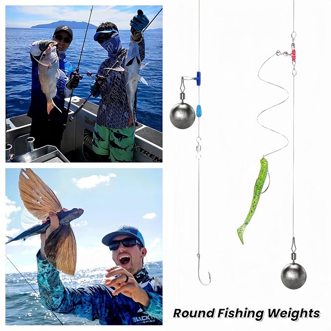 50Pcs Round Fishing Weights Sinkers Ball Fishing Weights Casting Drop Shot Sinkers Catfishing Sinkers Lead Weights Sinkers with Barrel Swivels for Saltwater Freshwater Fishing-(3.5-10g)