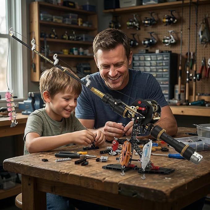 Fishing Rod Building Block Set [589+] Pieces - Compatible with LEGO STEM Building Toys; Gift for Children, Adults, and Home Decor