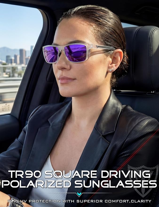 ATTCL Square Polarized Sunglasses for Men: Ultra-Light TR90 Frame UV400 Protection Sun Glasses for Fishing Driving