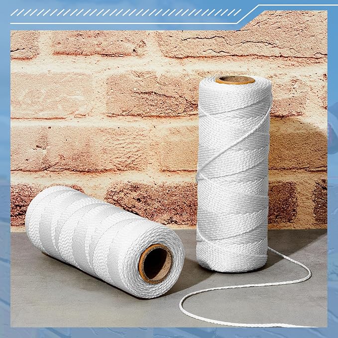 Amylove 6 Roll Mason String Line #18, 500 ft Nylon Braided Construction String Line, Heavy Duty Outdoor Twine Rope for Gardening or Masonry Tools Construction DIY Project, Fluorescent White