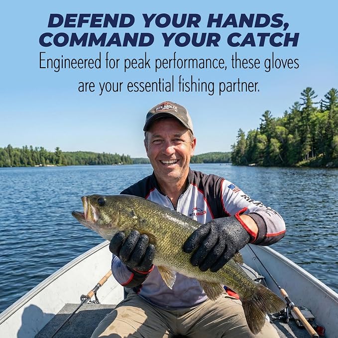 Rite Angler Handy Catching Fish Glove - Fishing Gloves for Men and Women, Handling, Catching, Cleaning, Non-Slip Grip, Breathable, Water-Resistant, Flexible - 8.5"