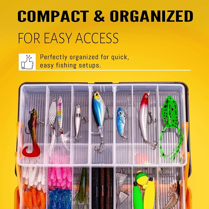 448-Pcs Fishing Lures Kit – Complete Large 3-Layer Tackle Box Set with Hooks, Weights, Bobbers, Pliers, Rigs, Leaders & Accessories for Men, Kids, Beginners, Gear gift choice for Fathers Day