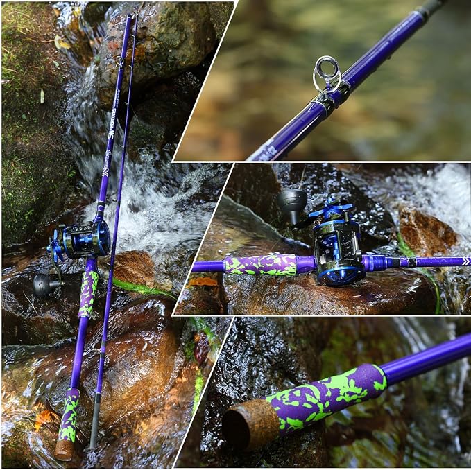 Sougayilang Inshore Saltwater Fishing Rods Combo, 7-Foot Spinning Rods and Casting Rods with Spinning/Trolling Reel