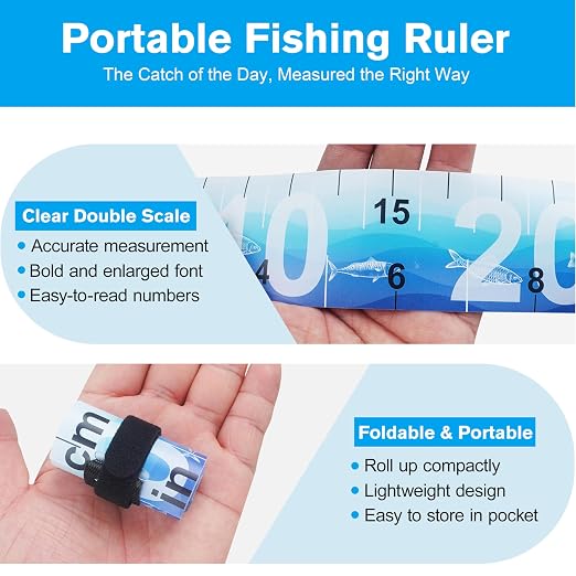 OROOTL Fish Ruler Fishing Measuring Tape, 2 Packs 36in/90cm Folding Fish Tape Measure with Storage Strap Portable Roll Up Fishing Ruler Waterproof Fish Tape Measure Tool