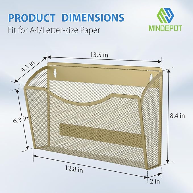 Magnetic Wall File Organizer,Hanging Wall Mounted File Folder Binder Holder Mail Organizer for Office,Home and School Supplies