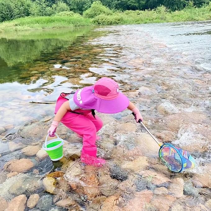 Fishing Nets with Bucket Fishing Retractable Landing Net Lightweight Aluminum Pole with Non-Slip Handle for Catch and Release and Release Frogs Butterfly Youth Outdoor