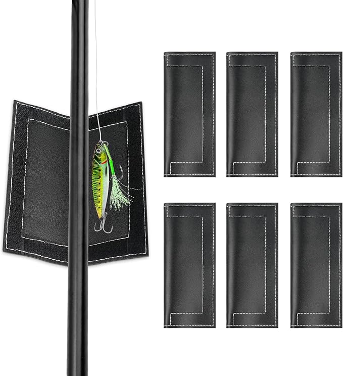 Fishing Lure Covers, 6 Pack Fishing Lure Wraps, PVC Leather Fishing Hook Covers Guard Bait Storage Protector Glove to Keep Fishermen Fishing Safe, Black, S, 3.1 * 5.5IN for 2-4in Lures