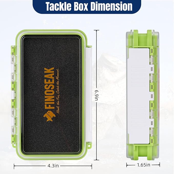 Sturdy Dual Sided Small Tackle Box Organizer, Waterproof Sealed Clear Fishing Tackle Box Tray Storage Case with Slit Foam for Jig Heads-Flies-Spoons-Rigs and Lures (FN0802)