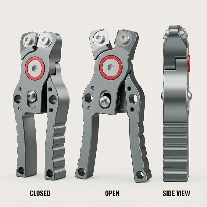 Fishing Line Cutter with Retractable Buckles, Tungsten Carbide Blade & Central Locking - Smooth, Corrosion-Resistant Cuts for Braid, Mono, Fluoro in Saltwater Fishing