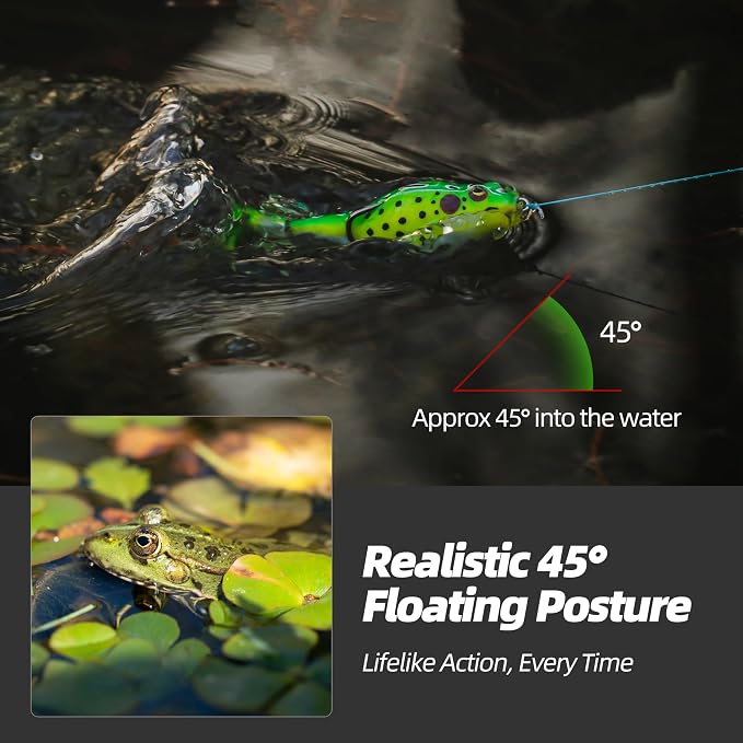 Soft Frog Lures, Topwater Swimbaits for Bass Fishing, Realistic PVC Design, Weedless Hooks, Perfect for Freshwater & Saltwater, Effective Fishing Lures for Pike & Snakehead
