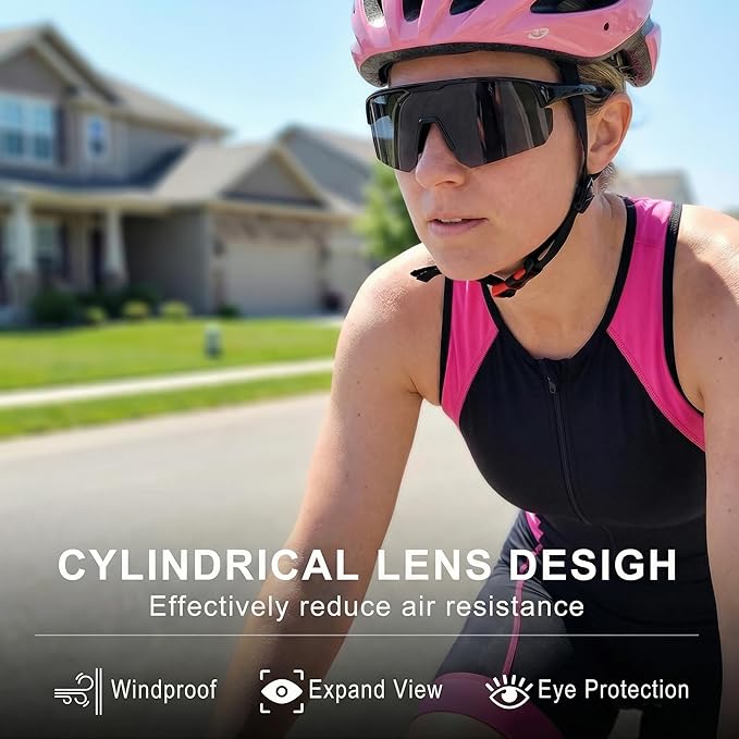 BangLong Lightweight Polarized Sports Sunglasses for Men Women, UV400 Protection Wrap-Around Sunglasses for Running Cycling