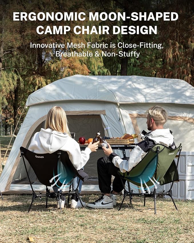 Gonex Portable Camping Chair, The 5th Gen Ultralight Compact Backpacking Foldable Lightweight Folding Chair for Outdoor Camp Hiking Beach Picnic Concert, Supports 330lbs (Army Green, 1 PCS)