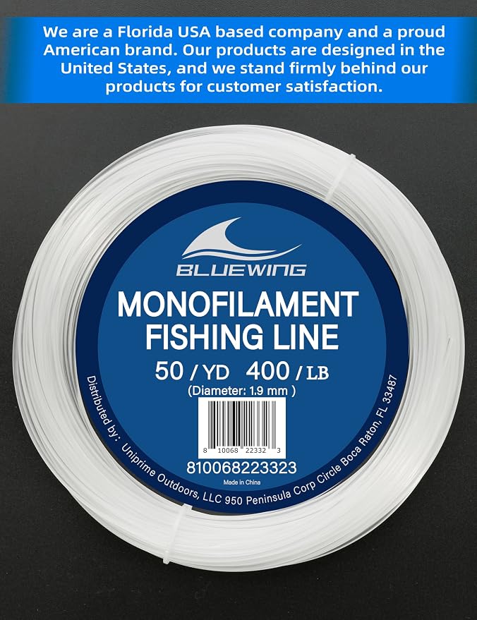 BLUEWING Monofilament Fishing Line Clear Mono Fish Wire Thin Diameter String 6-400 lbs, 50-3000 Yards
