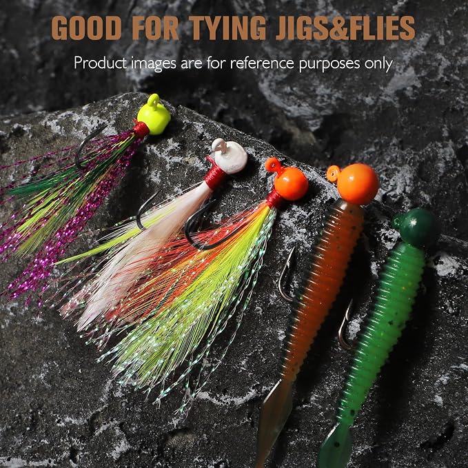Dovesun 100pcs Fly Tying Jigs Kit, Jig Heads for Fly Fishing 1/124oz 1/80oz 1/64oz 1/32oz 1/16oz Jig Head Small Fly Fishing Hooks DIY Lure Making Kit Suit for Tying Flies | Crappie Lures
