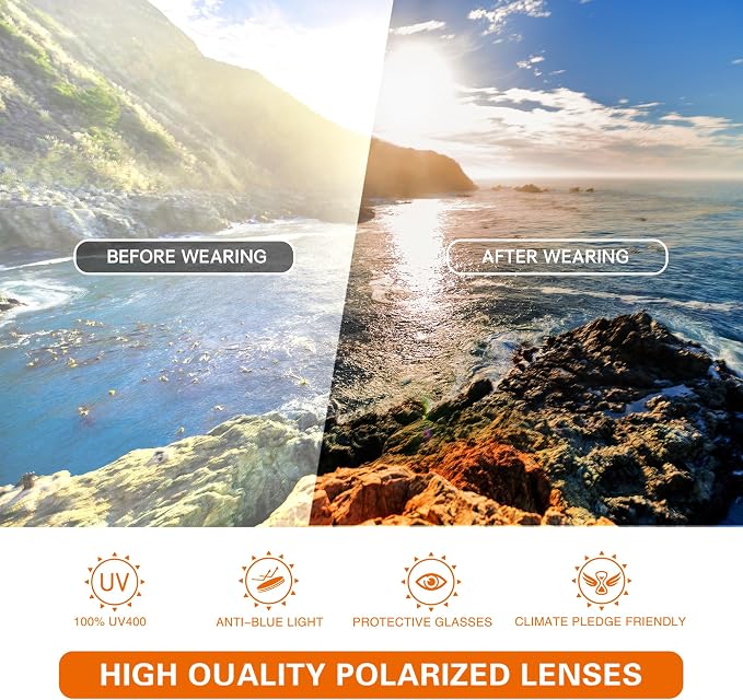 suoso Sports Polarized Sunglasses for Men: Women UV400 Protection Wrap Around Sun Glasses for Golf Fishing Running Driving