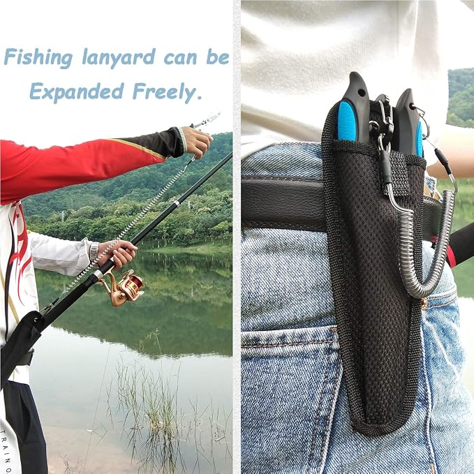 Fishing Pliers Stainless Steel Long Nose Hook Remover with Sheath and Lanyard for Line Cutters Saltwater and Freshwater