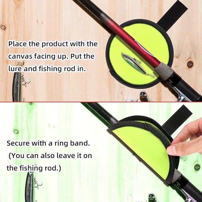 Gosknor 8pcs Fishing Lure Covers, 15cm/5.9in Fish Hook Protectors Lure Guard Wrap for Fishing Rod Safety & Tackle Storage (Green)