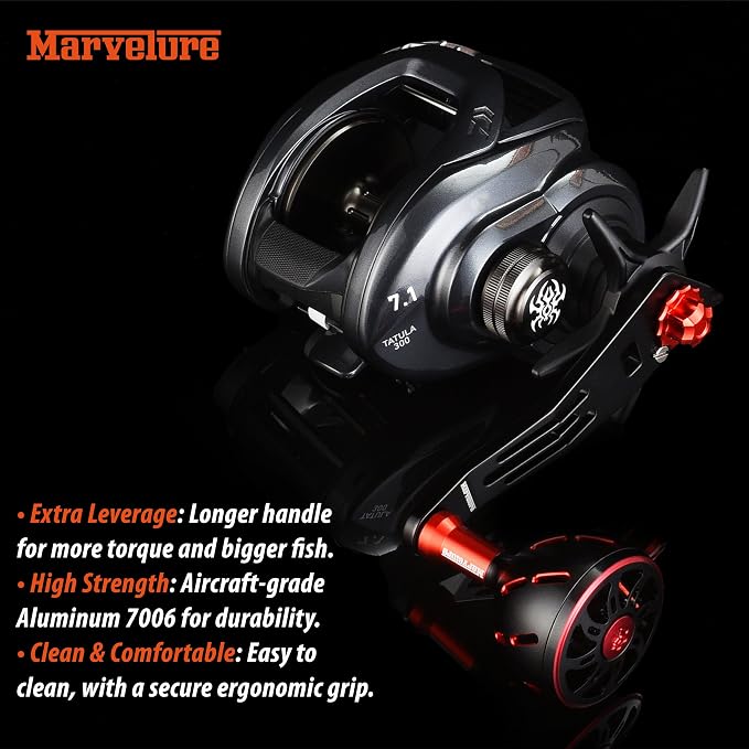 Power Handle 2.95'' (75 mm) Compatible for Shimano Curado Tranx, Daiwa Lexa, Penn Fathom Squall Low Profile, Okuma Komodo, Quantum Accurist Baitcasting Reels