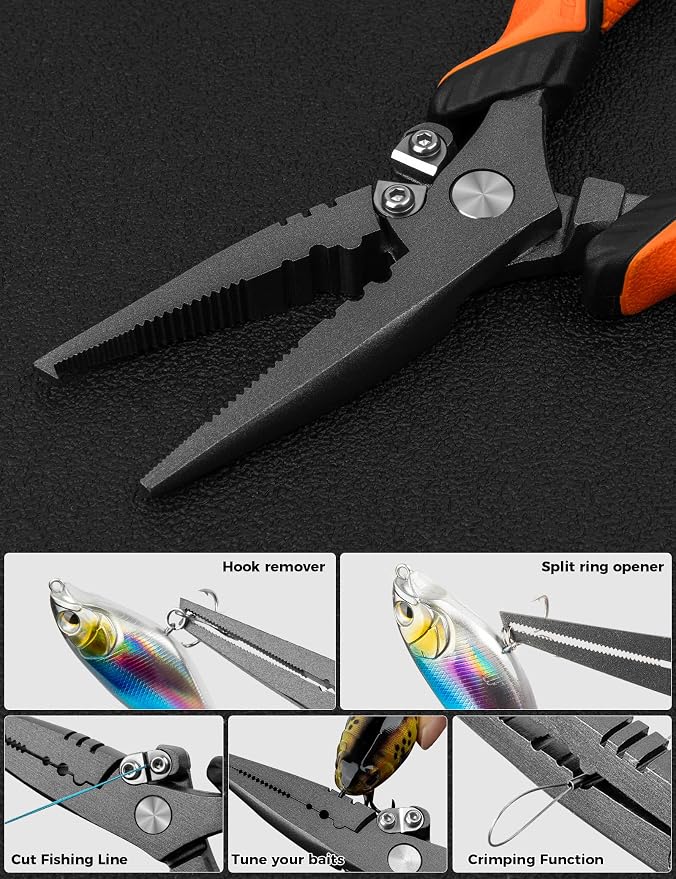 Fishing Pliers,Carbon Steel with Corrosion Resistant Coated Fishing Tools,Multitool for Saltwater