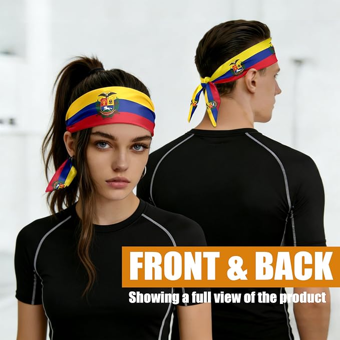 Flag Tie Headbands for Men Women, Moisture Wicking Sweatband Breathable Sports Headwrap, Non-Slip Stretchy Adjustable Fitness Hair Band